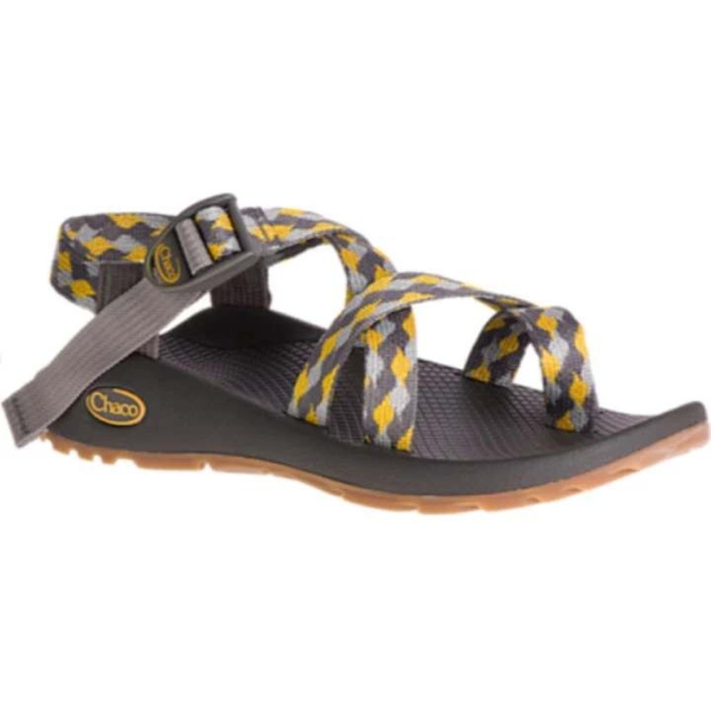Chaco Z/2 Classic Sandals Women 8 Gray Yellow Quilt Golden Double Strap Toe Loop